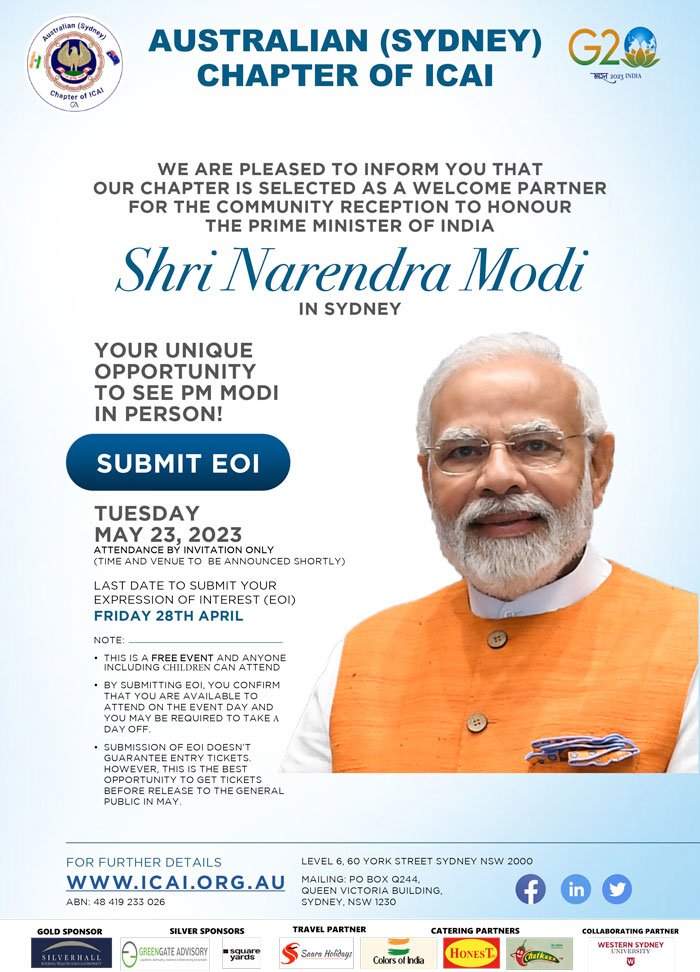 modi sydney visit 2023 tickets